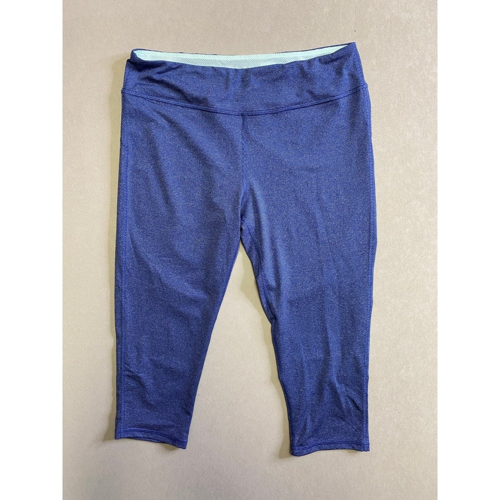 Marika Sport Women Blue Space Dye Capri Leggings Size L Activewear Workout Pants